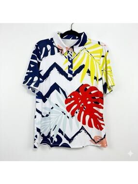 Acegolfs Golf Polo Shirt Large Short Sleeve Tropical Floral Short Sleeves NWT
